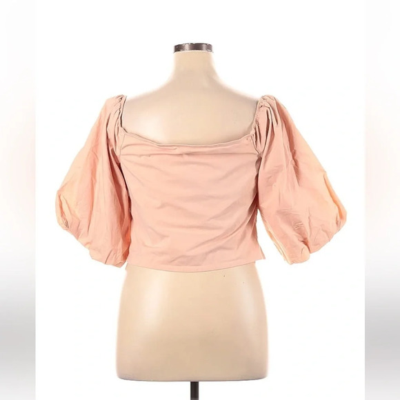 Express NWT Sweetheart Neckline Eyelet Puff Sleeve Blouse Pink XL Barbiecore - Picture 2 of 9